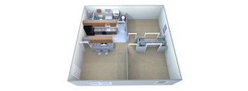 a floor plan of a house with a bedroom and a living room