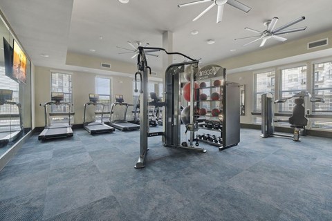 Modern fitness center at Anchor with cardio equipment, weights, and strength training machines