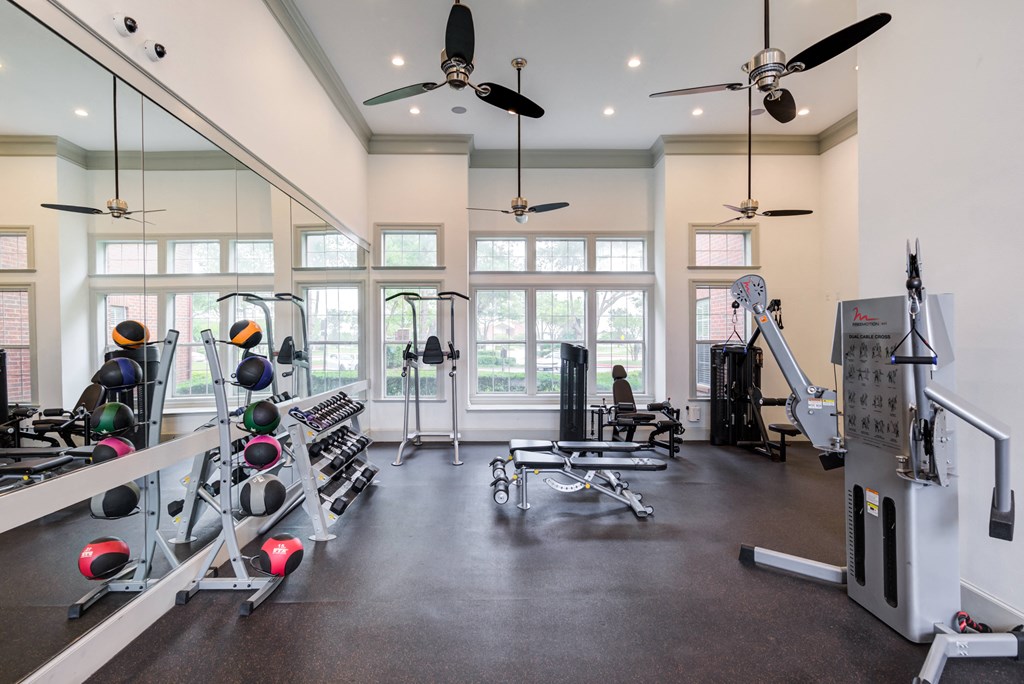 Fitness center with weights and other exercise equipment