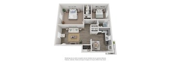 a stylized floor plan of a 1 bedroom apartment