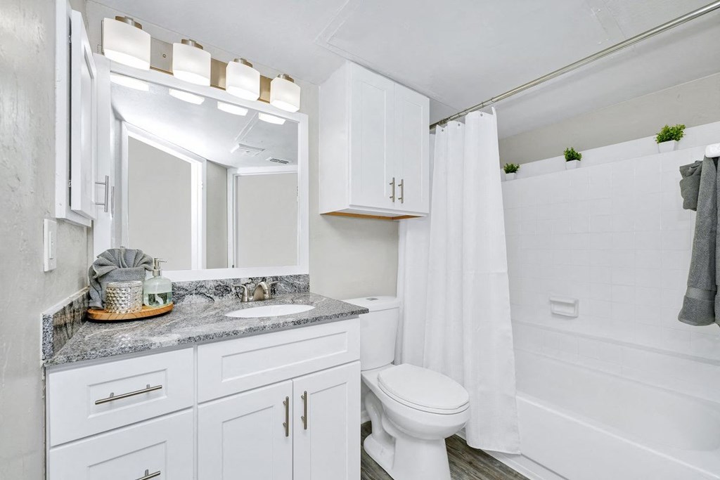 Remodeled Bathroom with Granite Countertops