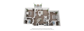 2 bedroom x 2 bath 1,128 sf