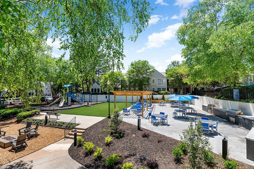 Amenity Area with Fire Pit, Seating and Playground