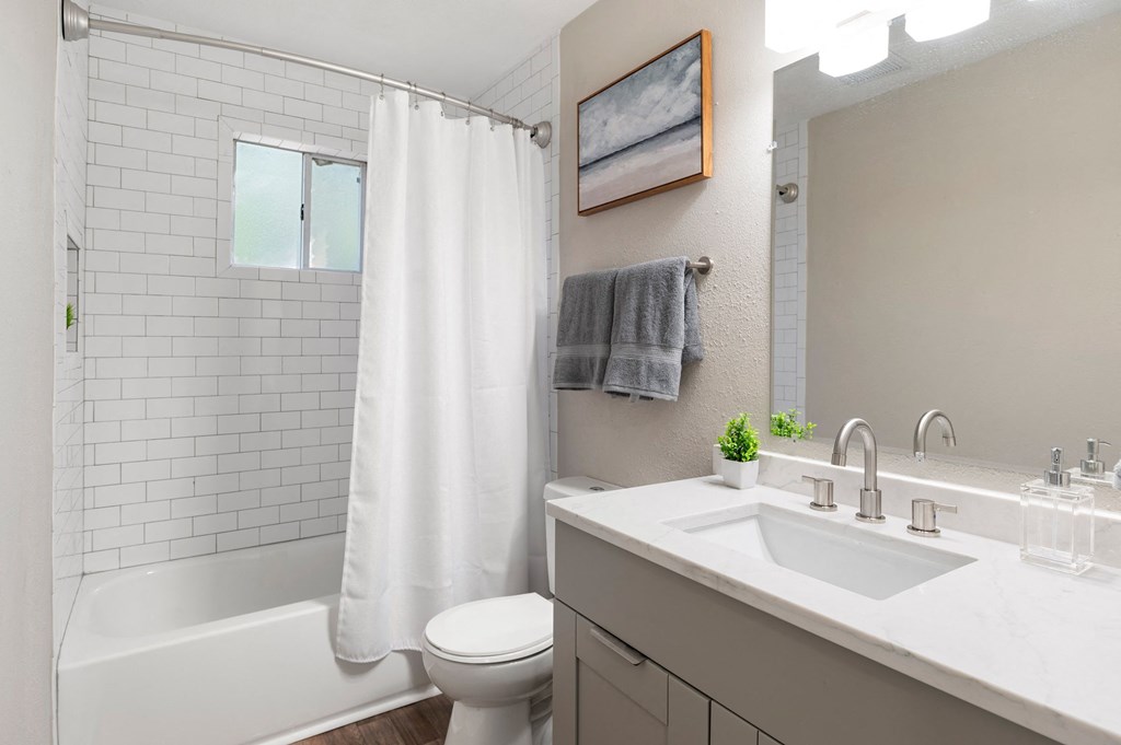Remodeled Bathroom with Granite Countertops