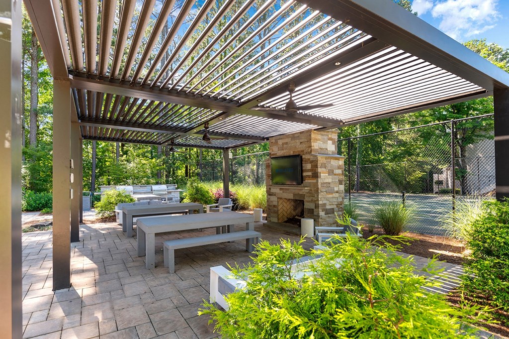 Covered Patio with TV and Seating