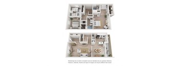 a stylized floor plan of a 2 bedroom apartment