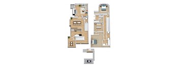 3 Bedroom  x 2.5 Bath , Duplex Floor Plan