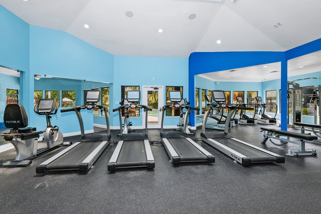 Fitness Center with cardio equipment at Timberlake Apartments