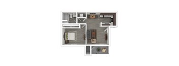 A top-down view of a modern apartment layout.