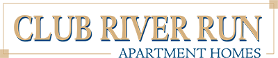 A sign that says Club River Run Apartment Homes.