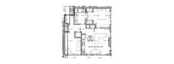 A floor plan of a building with a hearing impaired unit.