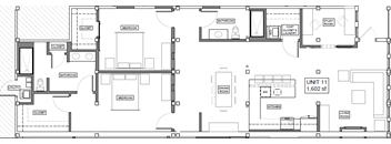 A floor plan of a residential unit with labeled rooms.