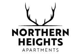 A logo for Northern Heights Apartments featuring a pair of antlers.