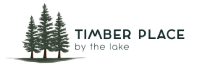 A logo for Timber Place by the lake featuring two trees.