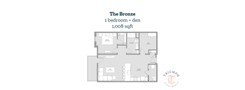 A floor plan for a one bedroom apartment sized at 1,008 sqft.