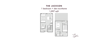 A floor plan for a 1 bedroom den townhome.