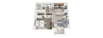 A floor plan of an apartment with various rooms and their dimensions.