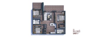 A floor plan of apartment 7 in 21 Hollywood.