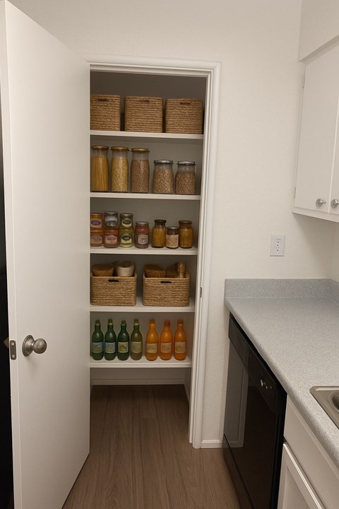 A spacious kitchen pantry