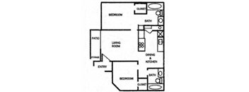 Whispering Waters Apts 2  Bedroom 2 Bath Floor Plan