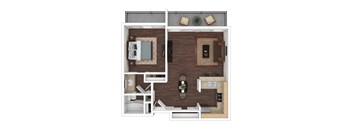 The Tides One-Bed One-Bath Floor plan 750 Sq.Ft.