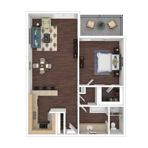 Waters Edge 1-bedroom 1-bath 843sqft.