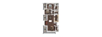 Two-Bed Floor Plan at Marina Harbor, Marina del Rey, CA