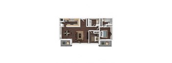 The Tides Two-Bed Two-Bath Floor plan 1050 Sq.Ft.