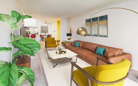 Living room in 2 bedroom apartment at Casa Granada Apartment Homes