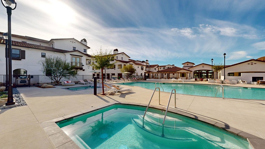 our apartments offer a swimming pool with a hot tub at The Villas at Anacapa Canyon, Camarillo, California