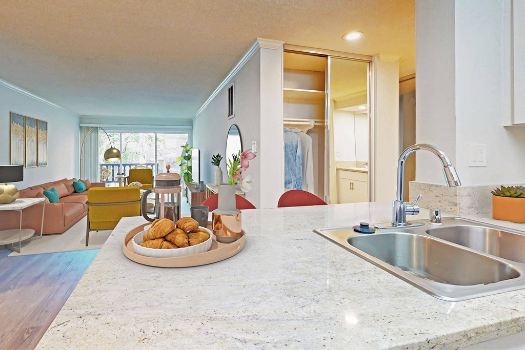 a kitchen with a sink and a counter top at Casa Granada, Los Angeles, California