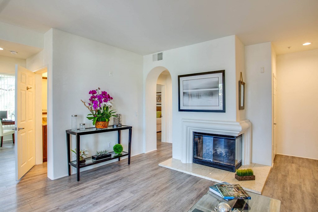 Fireplace at L'Estancia, Studio City, California
