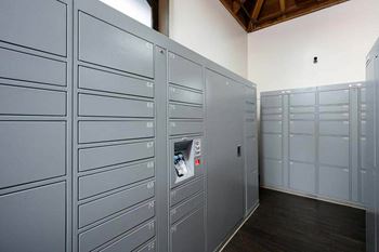 a row of gray lockers in a room at Mariners Village, Marina del Rey, 90292