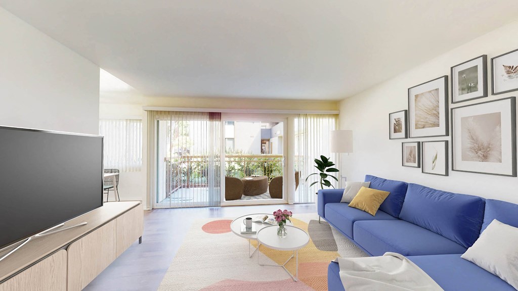 Two Bedroom Plan A - living room at West Park Village Apartment Homes