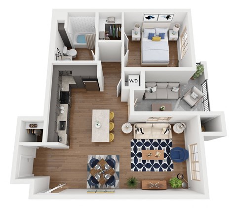 1 bed 1 bath Lily  A1 Floor Plan at The Villas at Anacapa Canyon, California