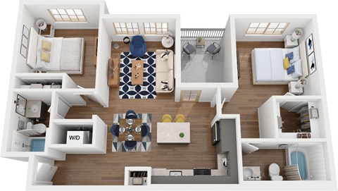 2 bed 2 bath Manzanita B1 Floor Plan at The Villas at Anacapa Canyon, Camarillo, California