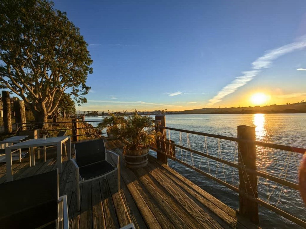 Dusk at the view pier at  Mariners Village Apartments