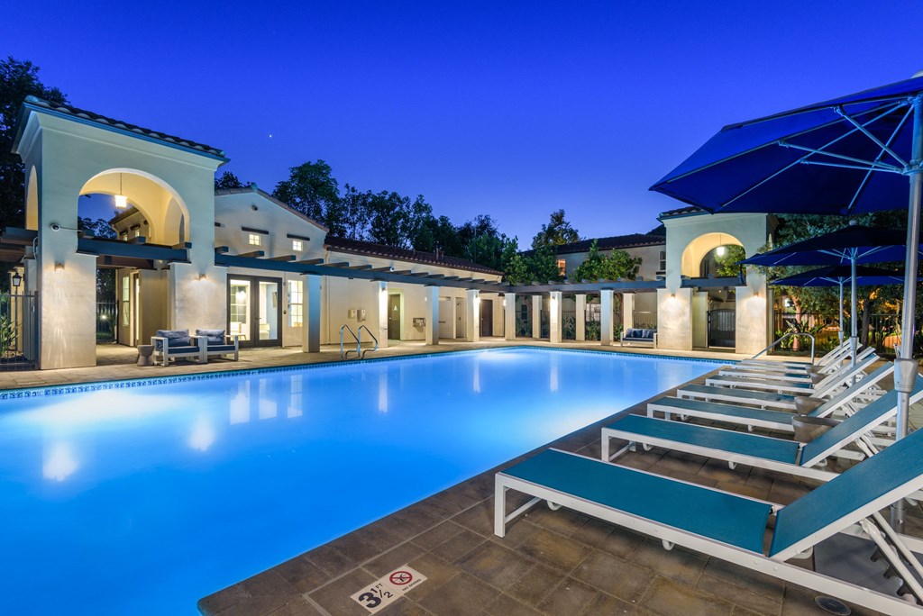 Pool area at Mission Hills Apartment Homes