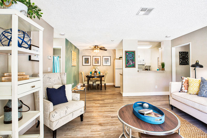 Living room and dining area at Mountain Vista Apartment Homes