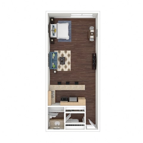 Waters Edge Studio 495sqft.