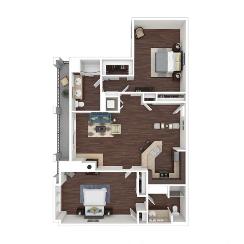 The Villa 2-bedroom 2-bathroom 1,245sqft.