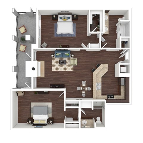 The Villa 2-bedroom 2-bathroom 1,173sqft.