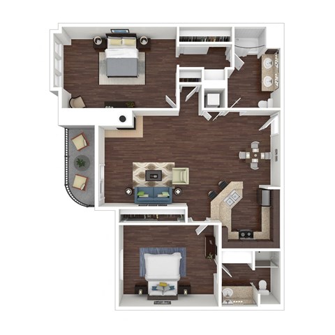 The Villa 2-bedroom 2-bathroom 1,231sqft.