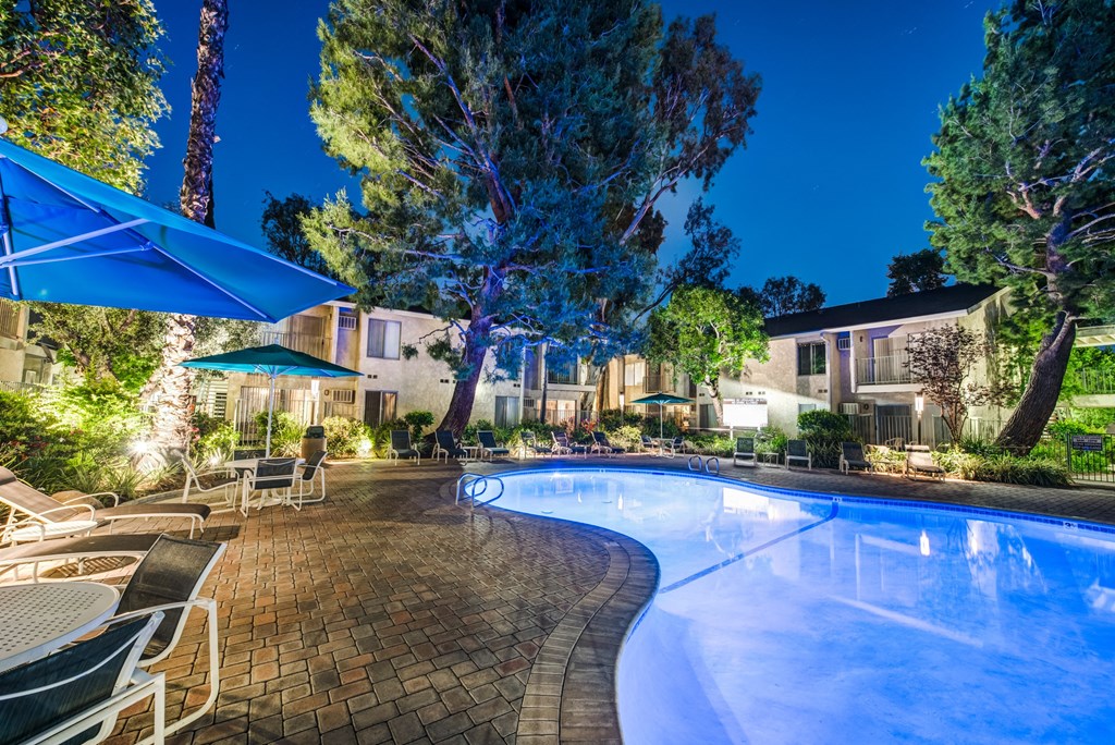 Year-round resort-style heated pool at Village Pointe Apartment Homes
