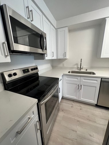 Kitchen with Stainless Steel Appliances and White Cabinets