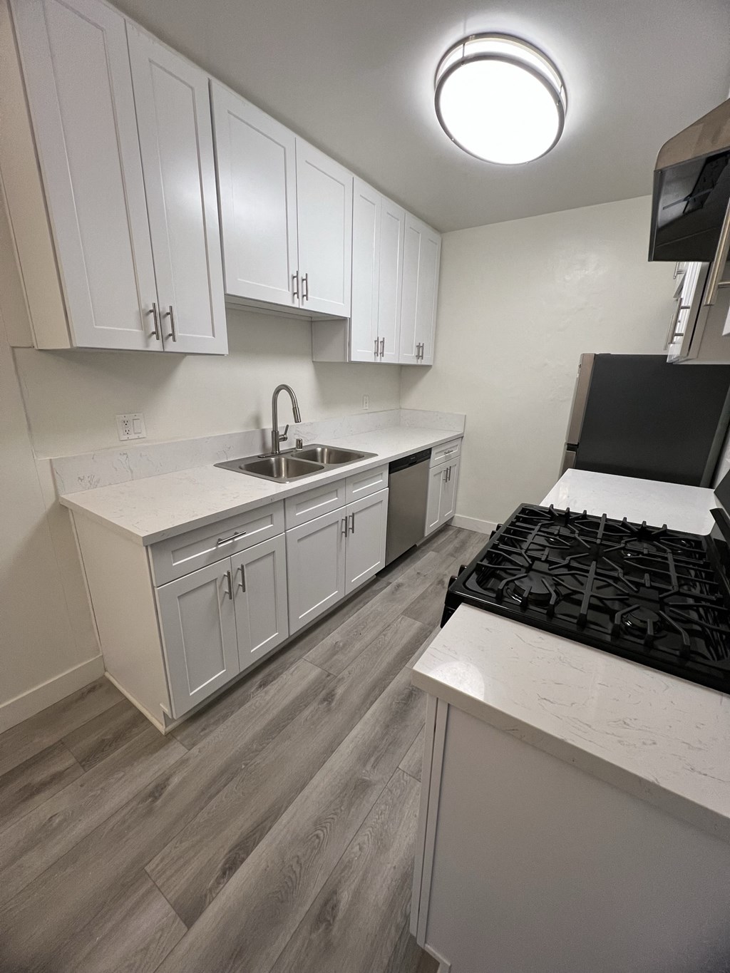 Kitchen with Stainless Steel Appliances and White Cabinets