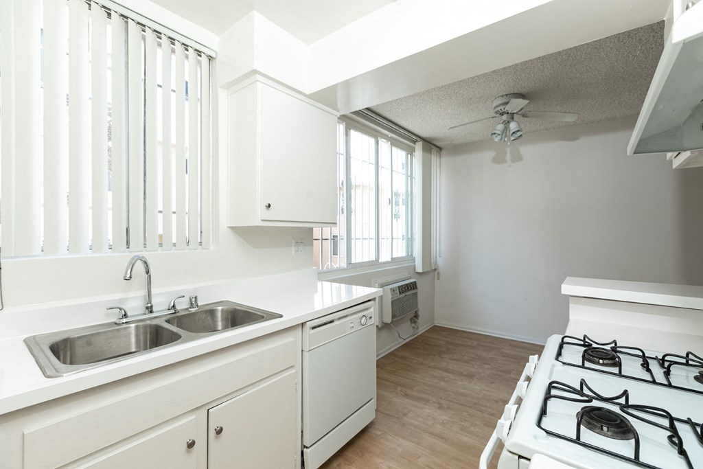 Kitchen with White Appliances and White Cabinets