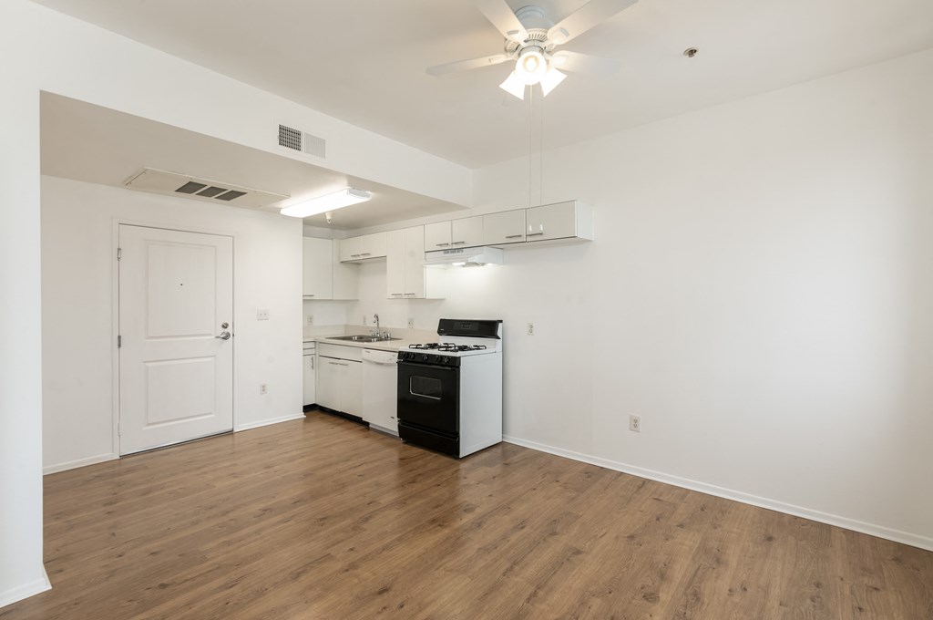 Dining Room with Hardwood Floors and Fan