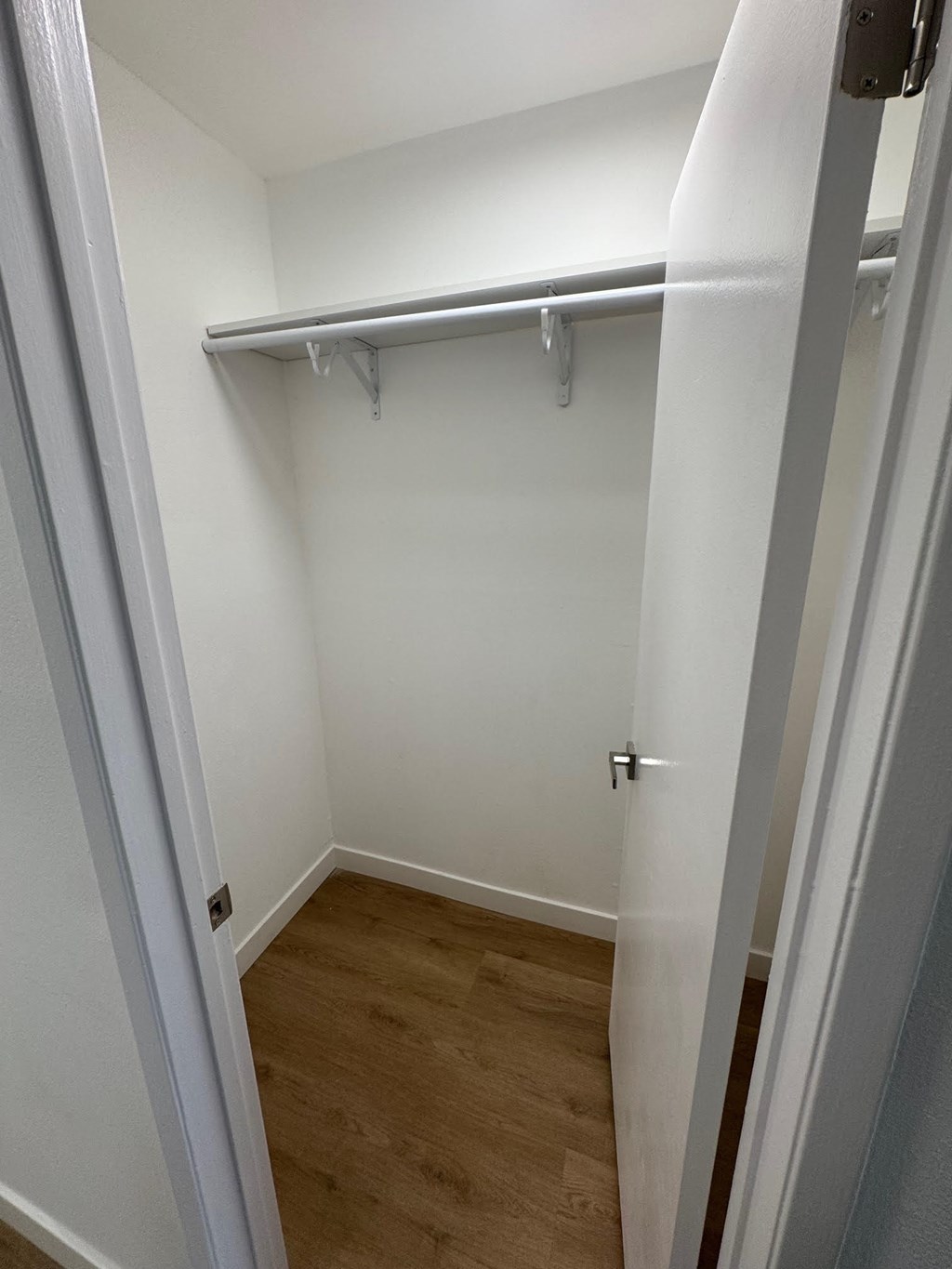 White Closet with Wood Flooring