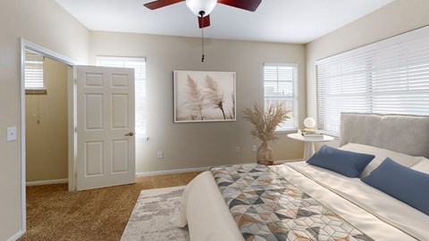 Spacious bedroom with hardwood style flooring at The Legends at Eagle Mountain Lake, Fort Worth, TX, 76179